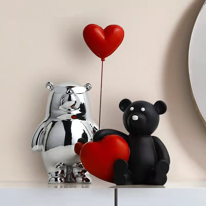 Christmas Love Bear Living Room Children Decoration Resin Crafts