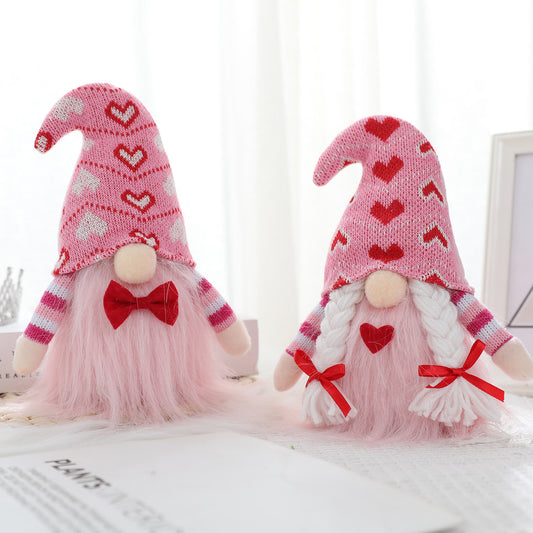 Valentine's Day Decoration Knitted Faceless Doll Heart